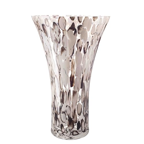 Image of Classic Glass Vase in Clear, White and Grey (Lunar Drift) (H-28cm)