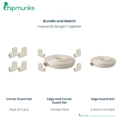 Image of Chipmunks Baby Proofing Edge Guard for Kids Safety, Minimal Wrinkle, Zero Damage to Furniture Upon Installation, Made in India Rubber Edge (2mts, U-Shape, Off-White)