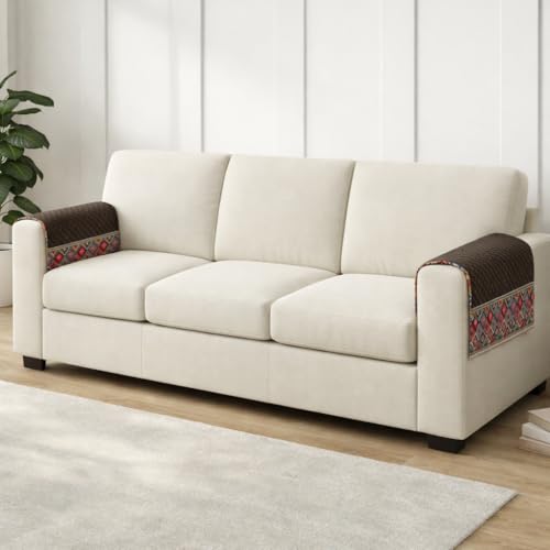 Image of KINGLY Armrest Cover | Anti-Slip Sofa Arm Protector | Washable Arm Cover | Chocolate Brown
