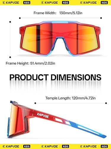 KAPVOE Kids Baseball Sunglasses Polarized for Boys Girls 6-14, Youth Baseball Sunglasses UV400 with TR90 Frame, Adjustable Nose Pads for Softball Cycling Running — view 3