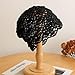 Babalet Women Cotton Crochet Beanie Hat Handmade Knit Floral Hollow Out Skull Cap Stretchy Slouchy Cutout Hats Summer Boho Fashion Crochet Hairnet Cover Caps,Black,1PCS