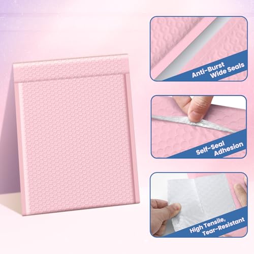 Image of Fuxury Bubble Mailers 10x13 Inch Light Pink 25 Pack, Opaque Padded Envelopes for Clothing, Books, Makeup & Accessories, Self Seal Shipping Bags for Small Business