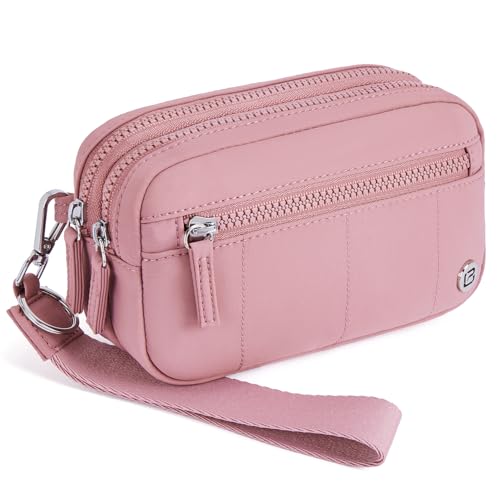 POIUGOYA Small Nylon Crossbody Bags for Women,RFID Wristlet Purse Built in Wallet, 4 Zipper Crossbody Wallet Phone Organizer