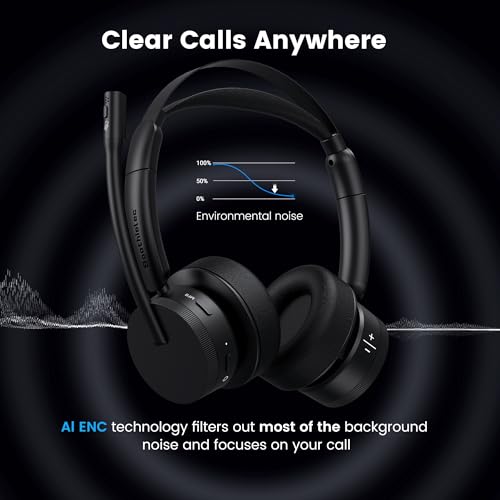image for Soothielec Wireless Headset with Mic for Work(Upgrade Volume Knob & Ch