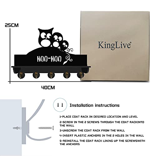 Kinglive Owl Coat Rack With Shelf,Coat Hooks Wall Mounted Entryway Shelf With 5 Metal Hooks, Towel Hook For Wall, Decorations For The Home,Hats,Keys,Bathroom,Living Room,Bedroom #TOP4