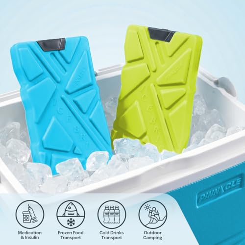 Image of Pinnacle Ice Bricks 330 ML (Pack of 2) | Ice Pack for Ice Box | Leakproof Cold Pads | Reusable Long Lasting Freezer Ice Blocks | Cooler Accessory for Camping, Travel & Picnic