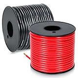 14 Gauge Electrical Wire, Red/Black Each 50FT, Flexible Low Voltage PVC Copper Clad Aluminum Extension Cord for DIY Projects,Car Speaker Wire, LED Wire, Residential Wiring 12V/24V DC