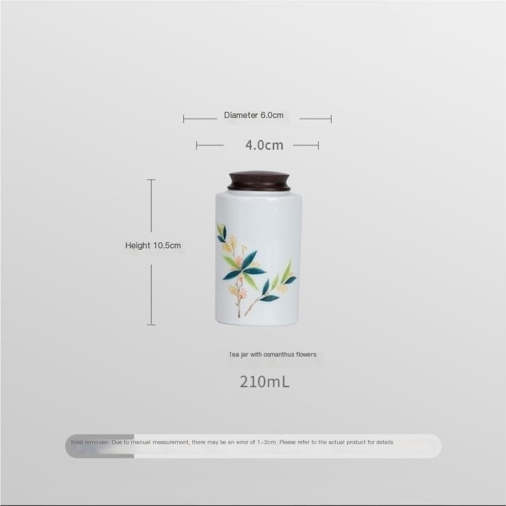 SONGCHAO Sugar Jar Bulk Tea Storage Tank Empty Tank Small Portable White Porcelain Hand-Painted Ebony Lid Storage Tank Sealed Small Tank Tea Canister (Color : C)