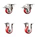 Service Caster Brand 3 Inch 316 Stainless Steel Light Duty Swivel Caster Set of 4 Red Poly Caster Wheels ? 1,200lbs. Total Cpty? 2 Swivel with Total Lock Brakes/2 Rigid