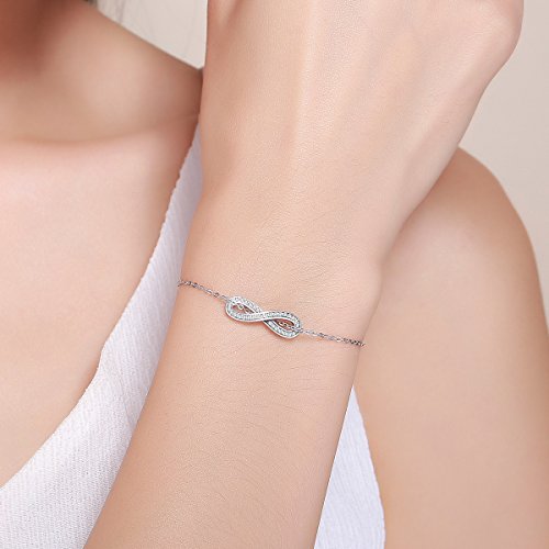 Bracelet argent infini véritable anti-ternissement pour peaux sensibles - 2