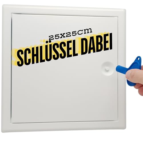 Revisionsklappe 25x25cm mit Vierkantverschluss PREMIUM - Stahlblech weiß 4-Kant-Verschluss Revisionstür | Wartungsklappe | Serviceklappe | Badewannen-Inspektionstür (25X25)