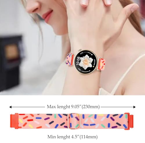 DEALELE Bands Compatible with Huawei Watch GT5 Pro 42mm / GT5 41mm / GT4 41mm / Garmin Venu 3S / Forerunner 265S / Fossil Women's Gen 6, 18mm Colorful Elastic Nylon Loop Strap for Women, Red by DEALELE - Used condition - Image 3