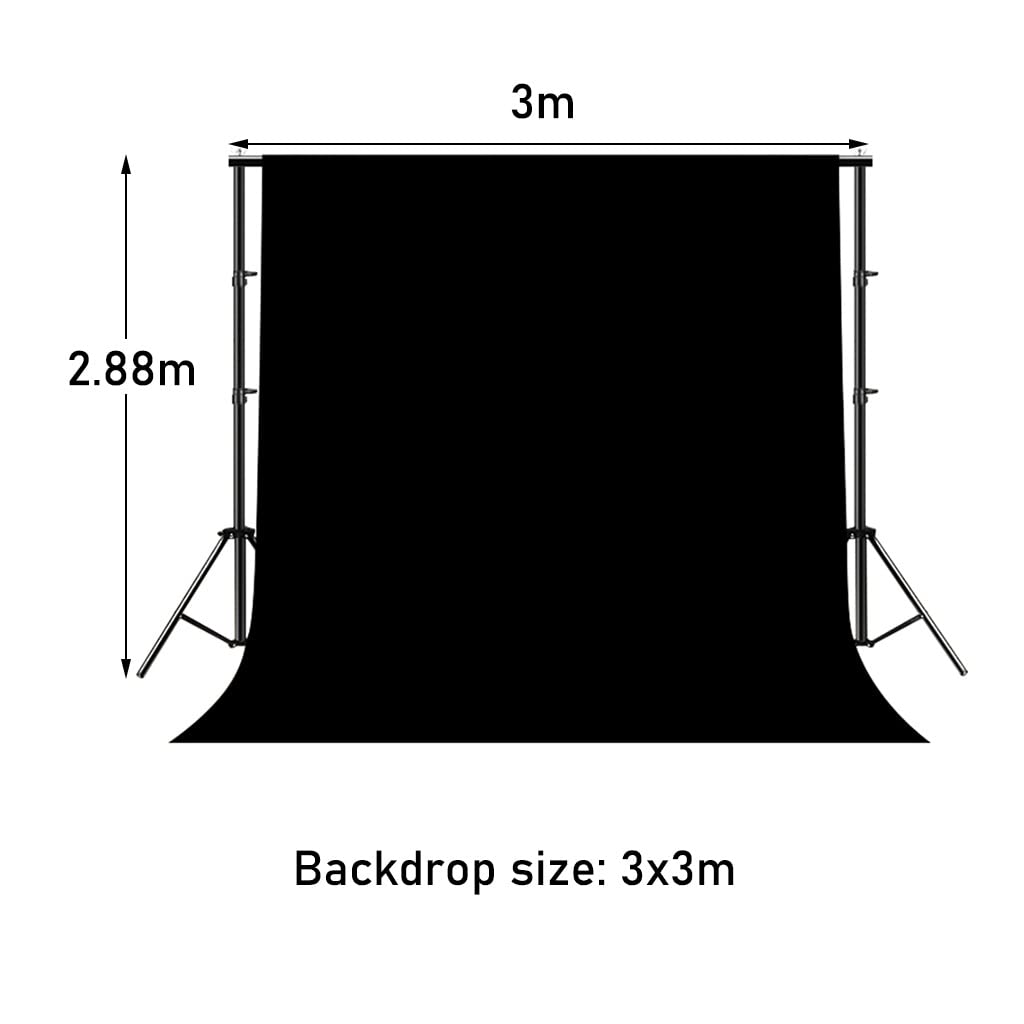 Chroma Key Tło z podstawką | Fotografia i transmisja na żywo Chroma Key Zielony ekran | Rekwizyty w tle fotograficznym (kolor: czarny, rozmiar: 3 x 3 m)
