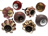 40 mm - 42 mm de diamètre. Mango Tree - Lot de 8 boutons de placard en céramique et verre en rouge et rose spectaculaire (MG-752)