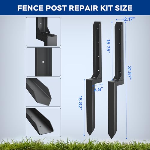 Fence Post Repair Kit, 2.0mm Cold-Rolled Steel Stabilizer, Black, 6-Pack by Sedalip - Used condition - Image 5