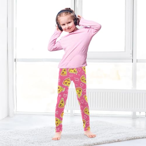 Pizza Pink Love Girls Leggings Soft Stretch Workout Yoga Dance Pants for Kids Casual Tights4