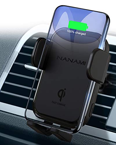NANAMI Wireless Car Charger, 10W Max Fast Charging Car Mount,Air Vent Automatic Clamping Phone Holder, Compatible iPhone 14/13/12/12 Mini/11/11/XS Max/XR/X/8 Plus,Samsung S20/S10/S9/S8/Note 10+/9/8