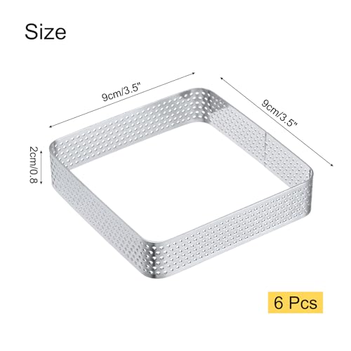 Anillos cuadrados para tartas de 3.5 pulgadas, moldes acero inoxidable, 6 uds. 3