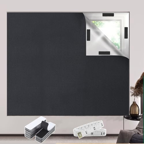 Bekeify Tela Oscurecedora Portátil 200×145cm Estor Opaco de Aislamiento Térmico Cortar a Voluntad para Bloquear la luz Apto para Todo Tipo de Ventanas con Regla Blanda y 30 Cinta de Gancho