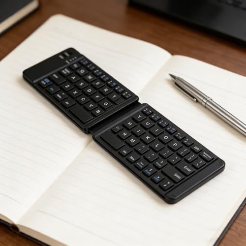 Teclado Bluetooth plegable inalámbrico y con cable color negro 5