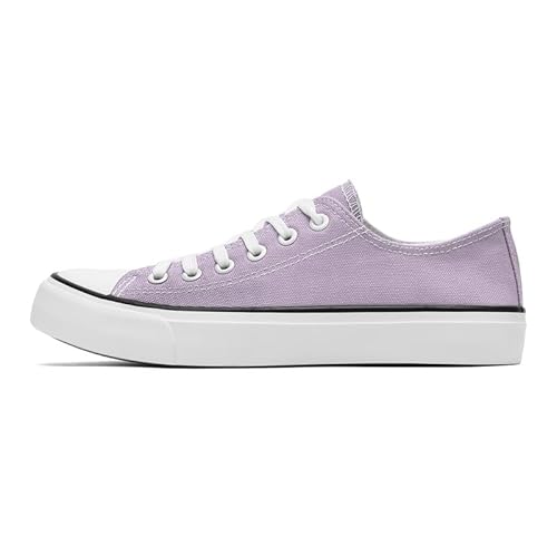 Ladies Canvas Shoes Low Top Trainers for Women Men Classic Lace Up Sneakers Canvas Plimsolls Pumps Casual Tennis Shoes Purple
