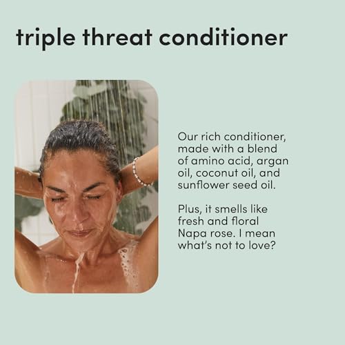 hers Triple Threat Shampoo & Conditioner Set - Biotin, Saw Palmetto, & Pumpkin Seed Oil Formula - Thickens & Hydrates - Color-Safe, Paraben-Free, Vegan - Napa Rose Scent - 6.4 Fl Oz, 2 Count - Thumbnail 4
