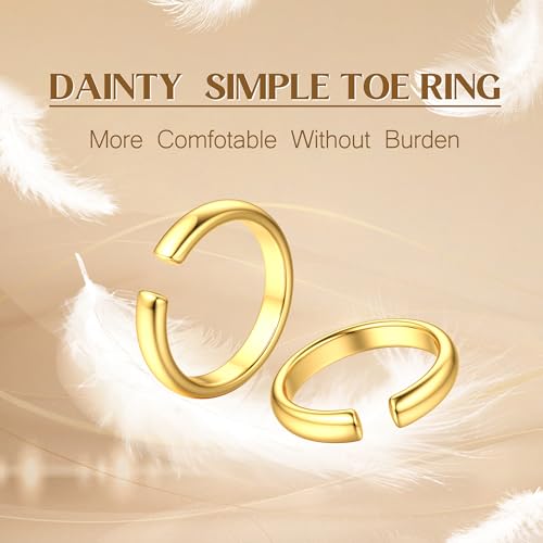 HAIAISO 14K Gold Filled Toe Rings for Women Adjustable Toe Ring Open Band Toe Ring Summer Beach Foot Jewelry3
