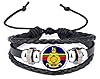 Royal Marines Military Black Leather Bracelet And Velvet Gift Bag #3