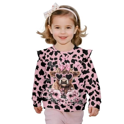 Uourmeti Toddler Girls Shirts Ruffle Long Sleeve T-Shirts Casual Blouse Little Kids Active Tunic Tops