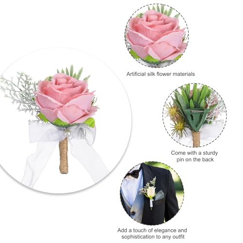 Ensemble corsage de poignet et boutonnière faits main rose soja