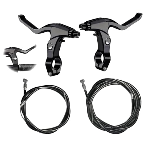 Tkxjry 1 Paio 4 Pezzi Leva Freno della Bicicletta, Cavi freno * 2 + ManiglieFreno Bicicletta * 2, Maniglia Freno della Bicicletta, Leve del Freno del per Bici da Strada, per Bicicletta Bici, Nero