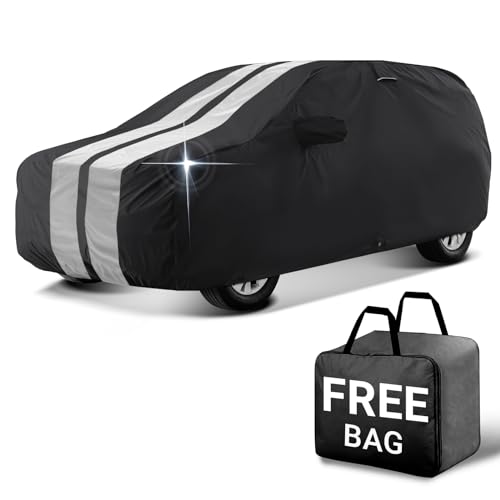 Image of iCarCover Premium SUV Cover for 2003-2010 BMW X3 Heavy Duty Waterproof All Weather Automobiles Custom Fit Full Exterior Indoor Outdoor UV Snow Rain Protection Covers (Stripe - Black /Gray)