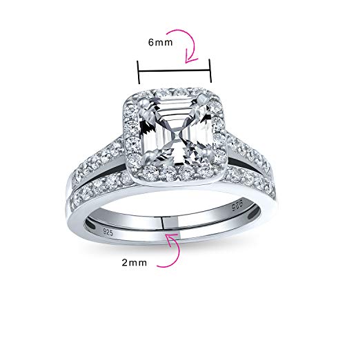 Bling Jewelry Antique Style Cz Asscher Engagement Ring Wedding Set - Size 7 #TOP3