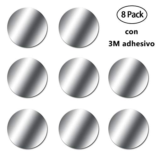 YXYP 8 stuks metalen folie met 3M plakstrip, zeer dun, vervanging voor metalen platen voor mobielhouder auto magnetisch/houder magneet voor mobiele telefoon auto, 8 ronde