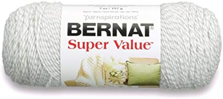 Bernat Super Value Yarn, 7 oz, Gauge 4 Medium Worsted, Grey Ragg