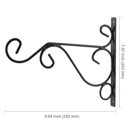PINGEUI 6 Pack Hanging Brackets Hooks, Black Flower Basket Brackets Outdoor - Image 2