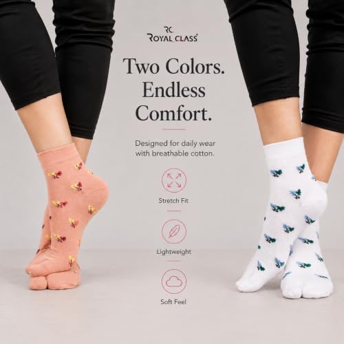 Image of RC. ROYAL CLASS Women's Ankle Cotton Thumb Socks (Pack Of 5 Pairs, Multicolored, Free Size, Ankle Length)