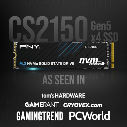 Image of PNY CS2150 1TB Gen5 PCIe NVMe M.2 2280 3D NAND SSD - Up to 10,200 /8,300 MBs - PC /Laptop Upgrade, Gaming, Photography, Video Editing, Direct Storage Enabled-Internal Solid-State Drive M280CS2150-1TB-TB