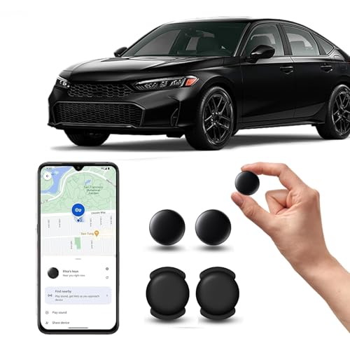 GPS Coche localizador Android, GPS Tracker rastreador magnético Oculto para Coches Sin cuota mensual, Seguimiento en Tiempo Real para niños, Mascotas, Compatible con goo- gle Find My no SIM (2 Negra)
