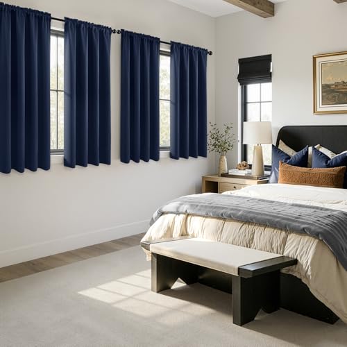 Image of MIULEE Navy Blue Blackout Curtains 63 Inch Length for Bedroom 4 Panels