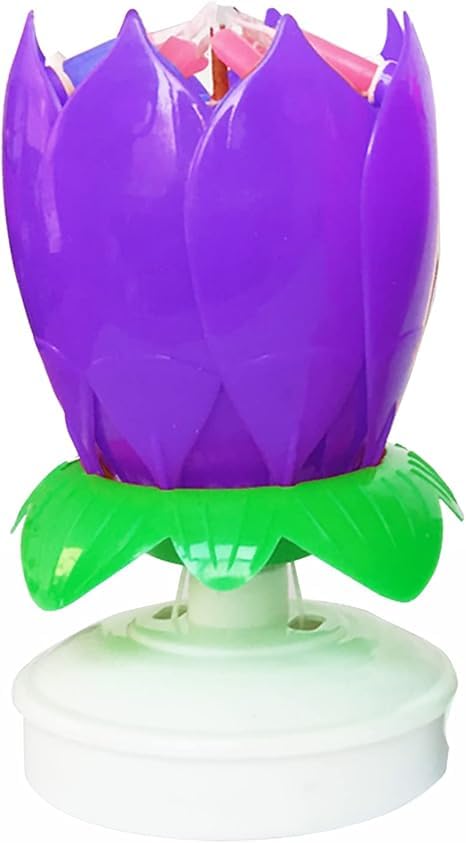 【MoraWish】回転式ダブルレイヤー音楽付きロータスバースデーキャンドル カラフル パーティー・誕生日ケーキ用 プレゼントに最適（色選択可）