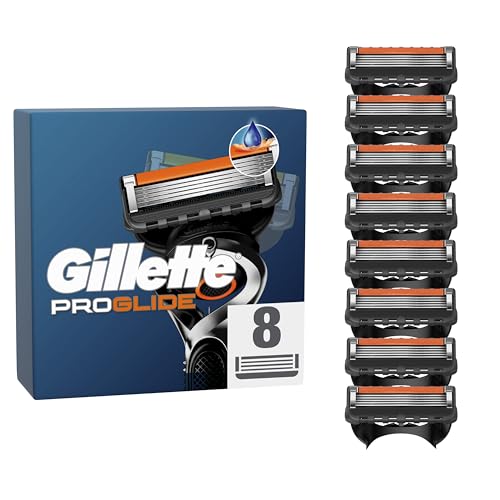 Gillette Proglide Pack de 8 Recambios Para Maquinillas De Afeitar Para Hombre, Cuchillas De Afeitar Con Doble Lubricación y Recortadora De Precisión