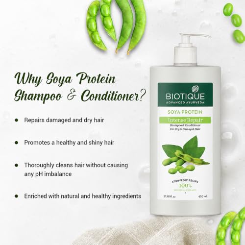 Image of Biotique Soya Protein Fresh Nourishing Shampoo | Repairs Dry and Damaged Hair |Maintains pH Balance |Promotes Healthy Shiny Hair| Prevents Color Fading | All Skin Types | 650ml