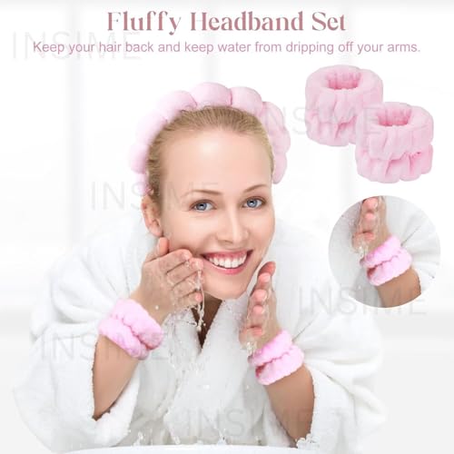 Image of INSIME Facial Spa Headband for Women | Stylish Makeup and Face Wash Hair Band With Wrist Towel | Beauty Skincare Hairband, 1 count (Pack of 1)