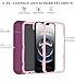 ouyncase Phone Case for iPhone 16e Case with HD Screen Protector, Heavy Duty Shockproof & DustProof & Dropproof 3-Layer Cover Phone Case for iPhone 16e,WineRedPink