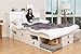Memomad Zestaw Bali biały: łóżko funkcyjne 140 x 190 + zagłówek funkcyjny 150 + stelaż łóżka i zagłówek z płyty MDF lakierowane na biało z dużą ilością miejsca do przechowywania i szufladami, optymalne do małych sypialni