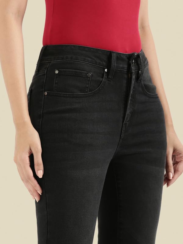 Image of GO COLORS Soft Cotton Blend Bootcut Jeans Full Length for Women| Breathable, Mid Rise
