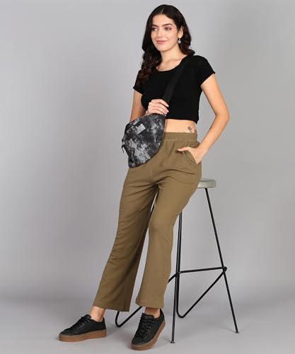 Image of Alan Jones Clothing Women's Straight Fit Mid Rise Solid Stretch Waffle Straight Pants