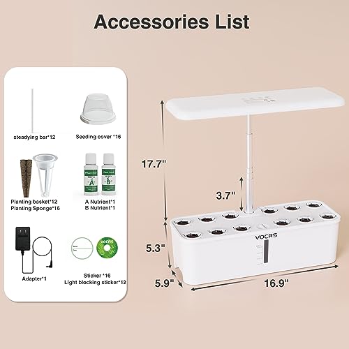 VOCRS Hydroponics Growing System Indoor Garden 12 Pods Herb Garden Kit - Thumbnail 3