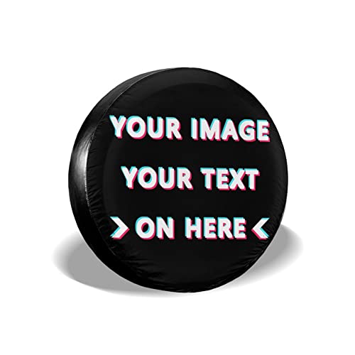 AIFRIS Custom Spare Tire Covers Add Your Own Logo DIY Personalize Text Photo Image Design Dust-Proof Waterproof Universal Wheel Tire Protectors Fits Tire